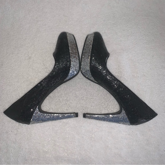 Women’s 7M RAMPAGE TANGELA Black & Silver Sparkly Glitter 4 1/2” High Heels EXC - Picture 9 of 15